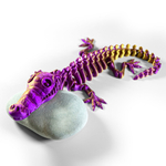 Веселый Крокодил-скелетон, гибкая шарнирная игрушка-антистресс 32 см, 3D печать, фиолетово-золотой