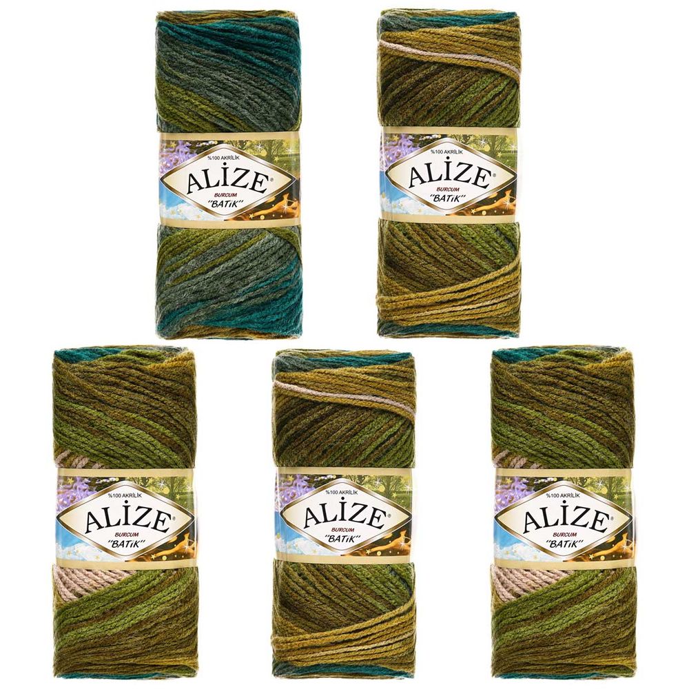 Пряжа Alize (Ализе) Burcum Batik / уп.5 мот. по 100 г, 210м, 4684 секционный A