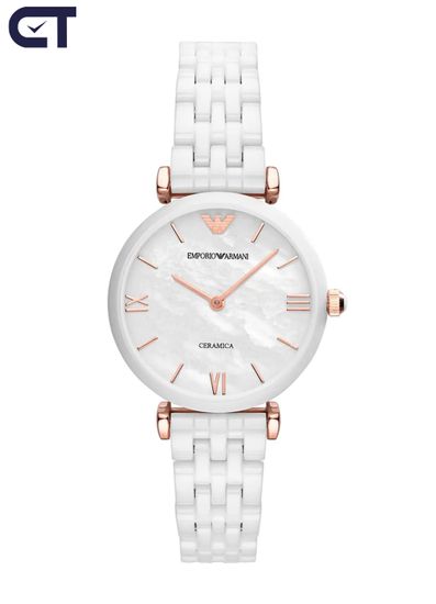 Emporio Armani AR1486 Ceramica женские наручные часы — белая керамика и перламутровый циферблат