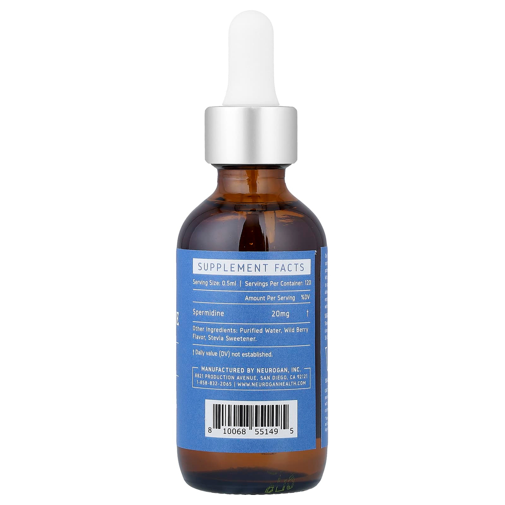 Neurogan Health, спермидин, капли, со вкусом лесных ягод, 20 мг, 60 мл (2 унции)