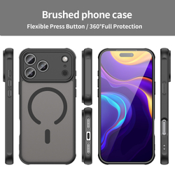 Матовый полупрозрачный чехол с MagSafe для iPhone 17 Pro Max, усиленные боковые рамки черного цвета
