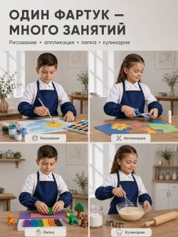 Фартук для детского творчества (темно-синий)