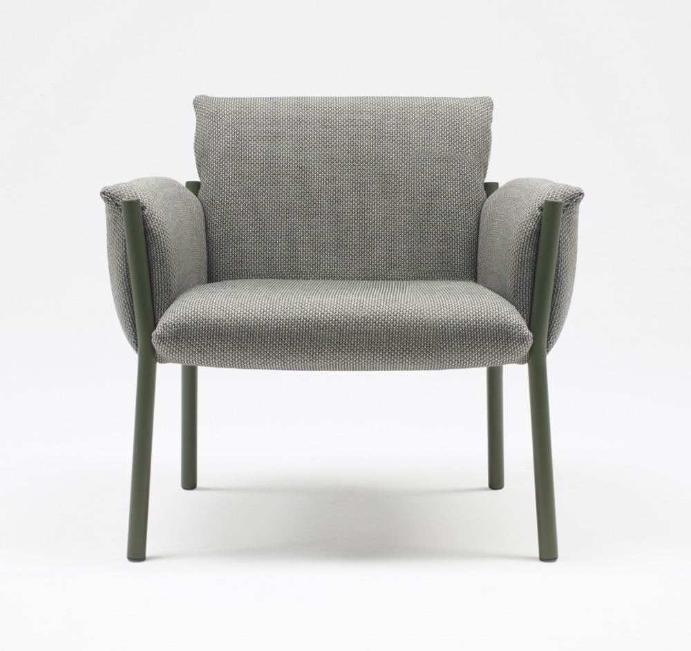Кресло лаунж металлическое c подушками Scab Design Brezza Lounge, оливковый, серый