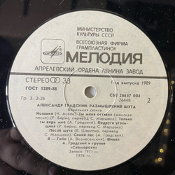 Винтажная виниловая пластинка LP Александр Градский, Размышления Шута (СССР 1988)