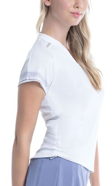 Женская теннисная футболка Lucky in Love All About Ikat Stripe Short Sleeve Top - белый