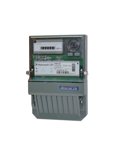 Счетчик Меркурий 230 AM-03 3ф 5-7.5А класс точн. 0.5S 1 тариф. импульс. вых. на панель мех. ОУ Инкотекс 00000032429