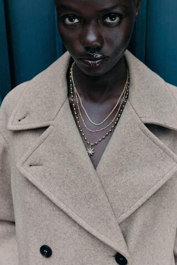 ZARA НАБОР ИЗ 3 ОЖЕРЕЛИЙ С ЦЕПОЧКАМИ И ЗВЕЗДОЙ, ЗОЛОТИСТЫЙ