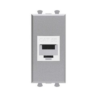 Компьютерная розетка RJ-45 без шторки модульная, кат.5е, "Avanti", "Закаленная сталь", 1 модуль