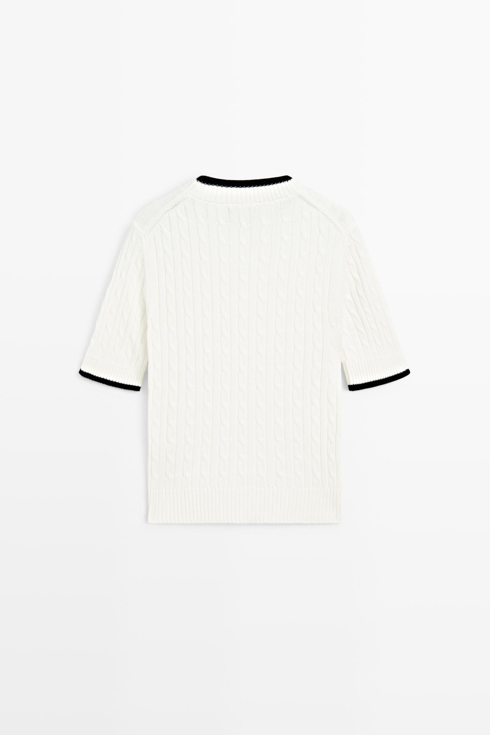 Massimo Dutti Свитер с короткими рукавами и косами, белый