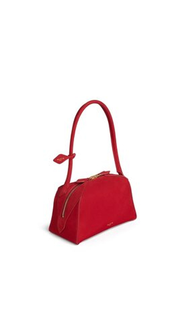 ALAÏA МАЛЕНЬКАЯ СУМКА LE BOULEDOGU ИЗ НУБУКА, ЯРКО-КРАСНЫЙ