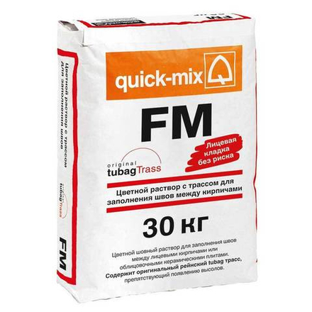 Quick-Mix FM.E, антрацитово-серая, мешок 30 кг - Цветной раствор для заполнения кирпичных швов