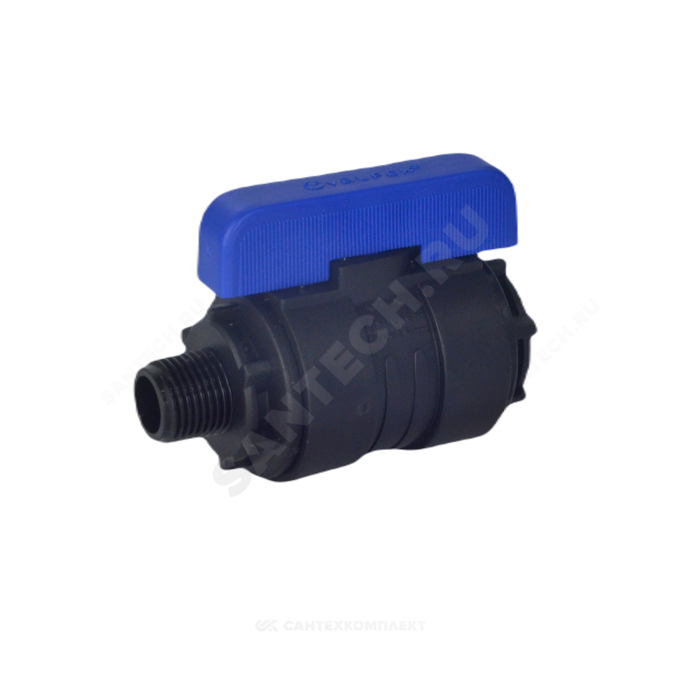 Кран шаровой компрессионный ПЭ Ду 26 1"x3/4" НР/ВР Ру16 VALFEX 1210012100034