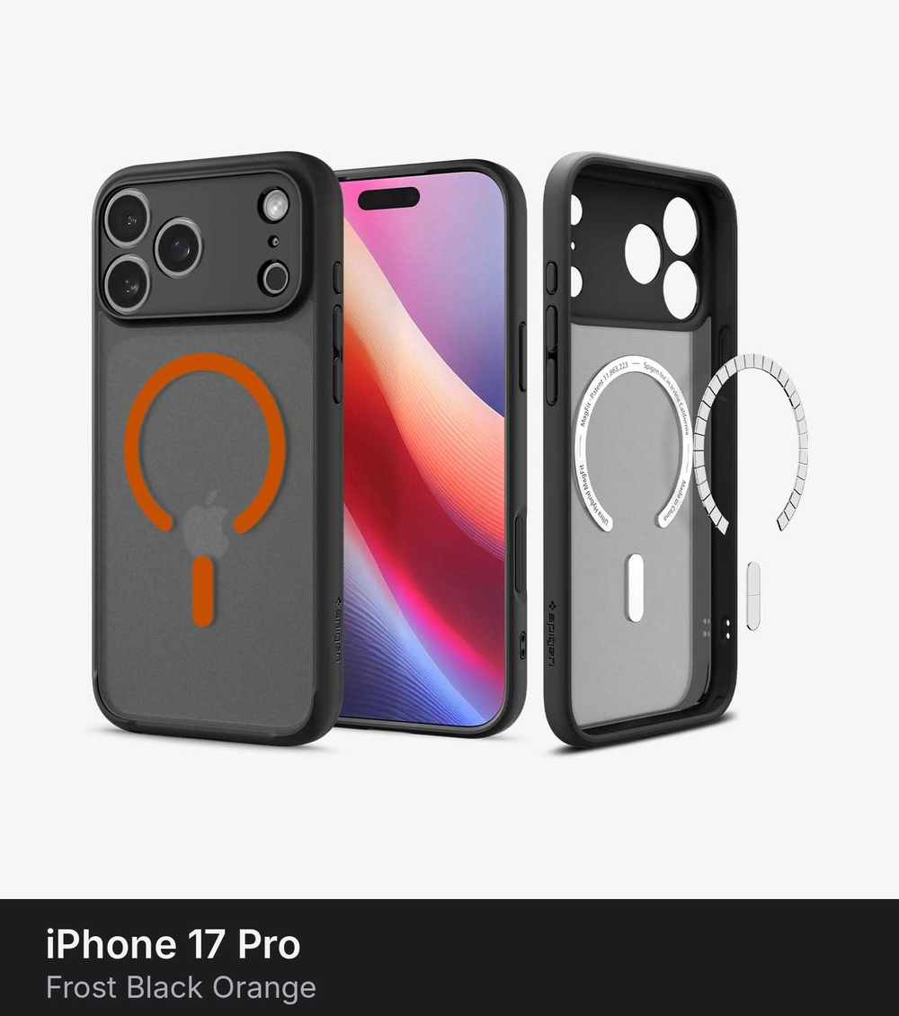 Чехол Spigen Ultra Hybrid MagSafe для iPhone 17 Pro Frost Black Orange