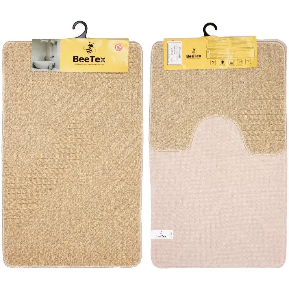Комплект ковриков для ванной и туалета Bee Tex 55x90 + 45x55 латте.МС 3-003