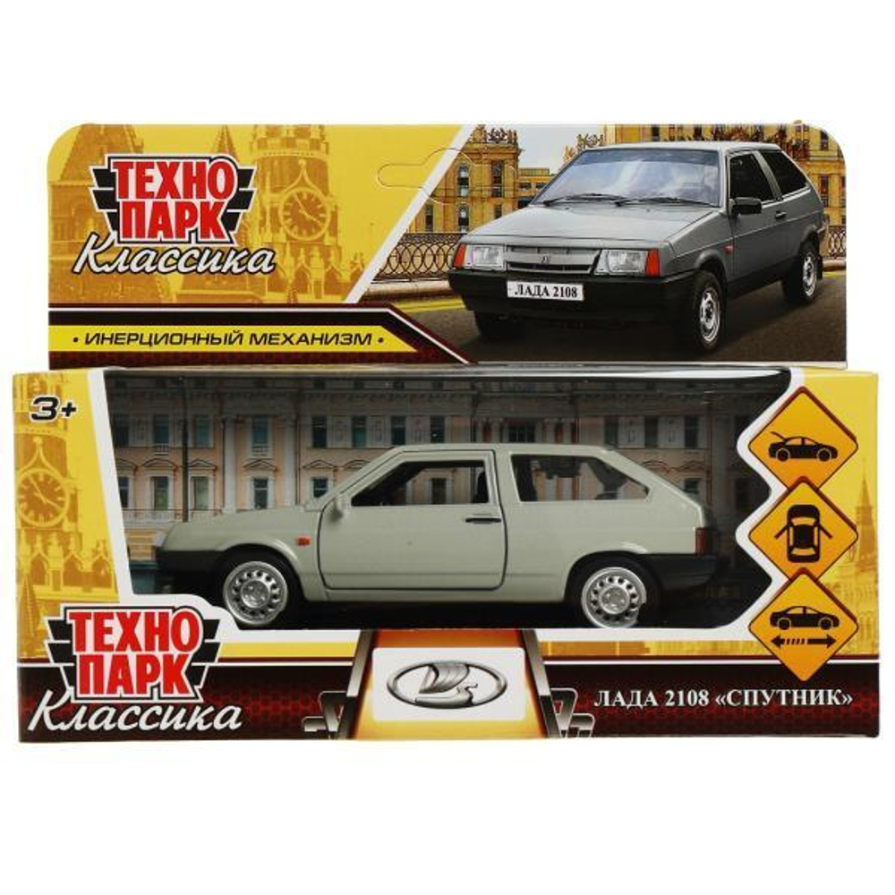 Модель ин. мет. "Lada-2108 Спутник" 12см, двер, баг, серебристый, коробка 2108-12-SR (Технопарк)