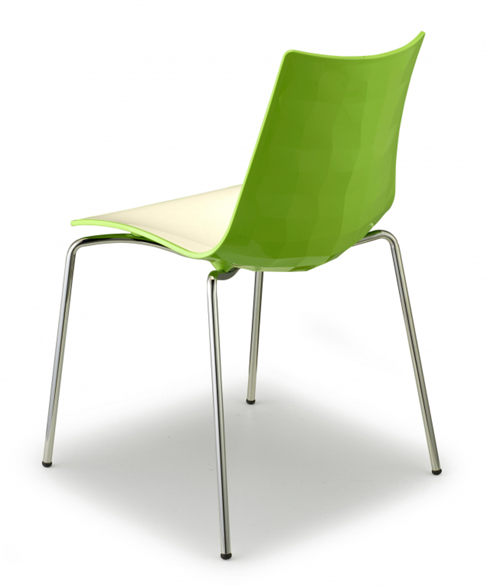 Стул пластиковый Scab Design Zebra Bicolore 4 legs, хром, белый, зеленый