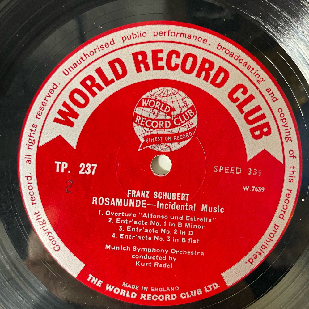 Винтажная виниловая пластинка LP Schubert Шуберт Rosamunde Розамунда (Англия 1963)