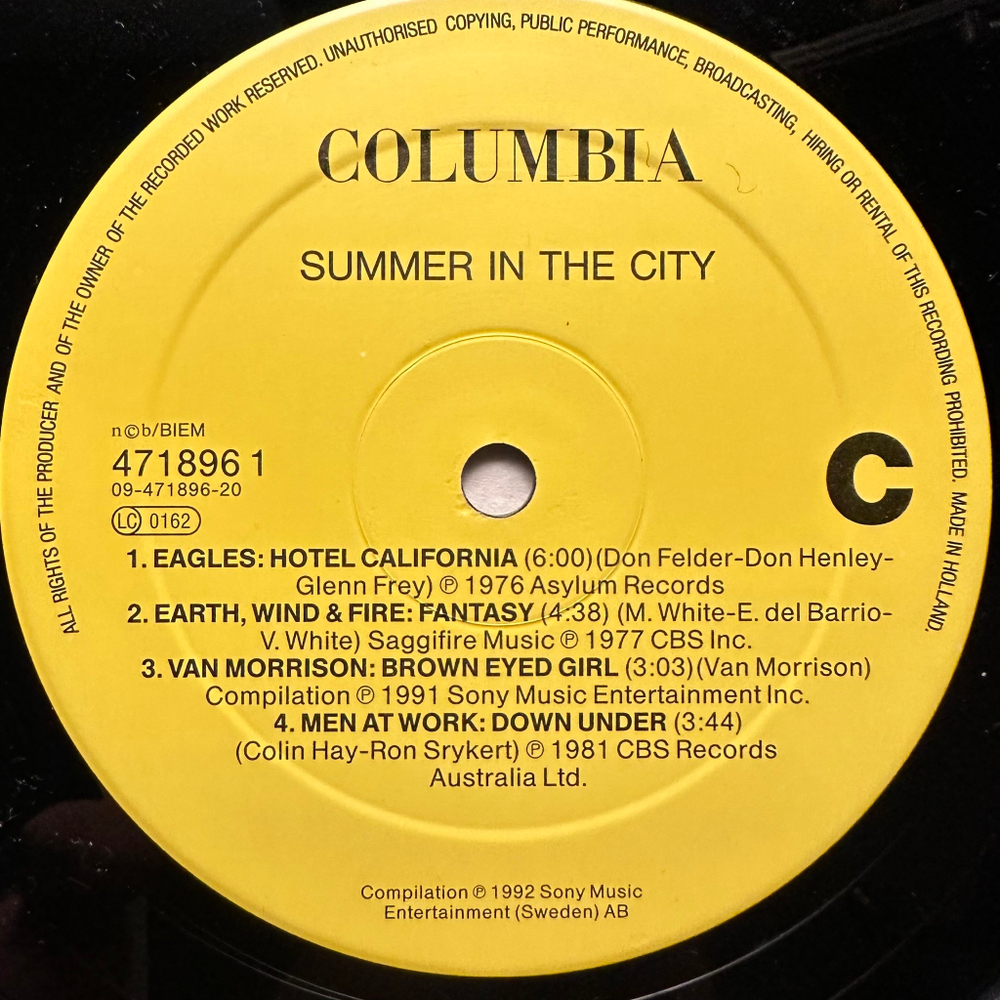 Сборник Summer In The City 2LP (Голландия 1992г.)