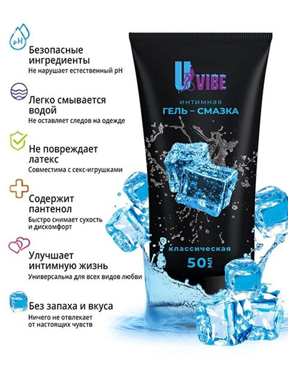 Интимная гель-смазка с пантенолом Классическая UVIBE 50мл