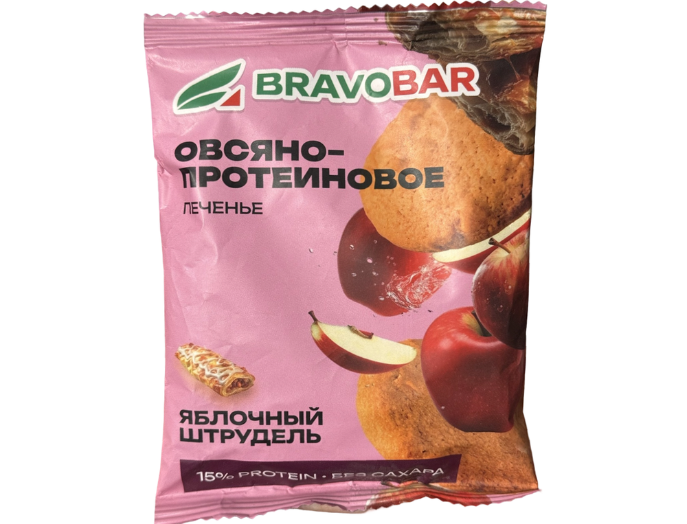 Печенье протеиновое-овсяное BravoBar Яблочный штрудель 40гр