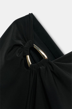 ZARA ДЛИННОЕ ПЛАТЬЕ С ДЕТАЛЬЮ, ЧЕРНЫЙ