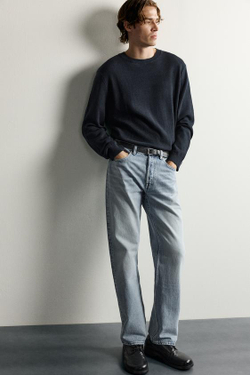 ZARA ДЖИНСЫ STRAIGHT FIT УДЛИНЕННЫЕ, СИНИЙ