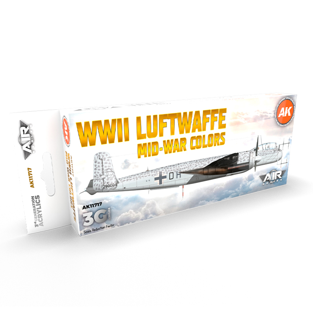 Набор красок AK interactive WWII Luftwaffe Mid-War Colors 3G, 8 красок