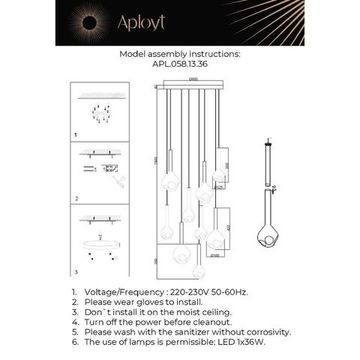 Светильник подвесной светодиодный 36W 3000K APL.058.13.36 дымчатый/черный Wisia Aployt
