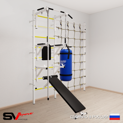 Шведская стенка Sv Sport 59010 (Турник стандарт/Брусья/Стойка/Скамья/Канат/Цепь/Мешок 15кг/Канатный лаз)