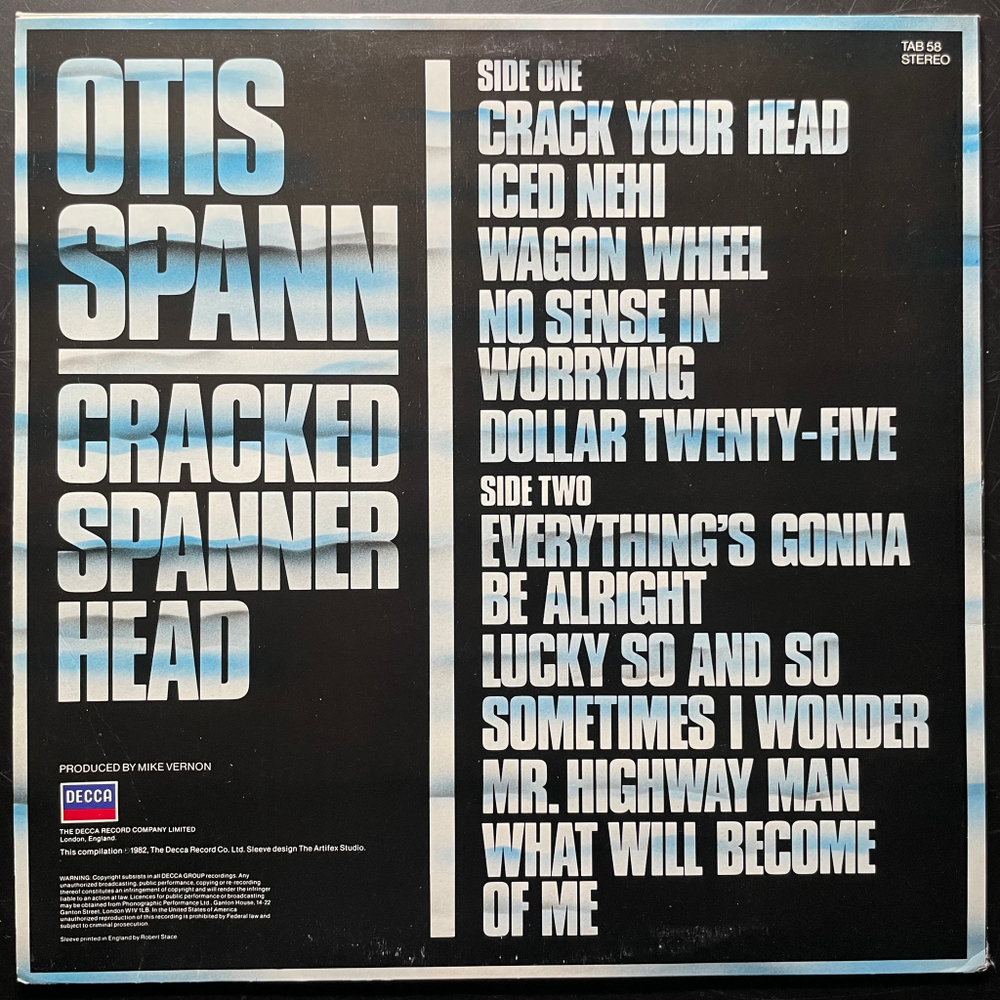 Otis Spann ‎– Cracked Spanner Head (Англия 1982г.)
