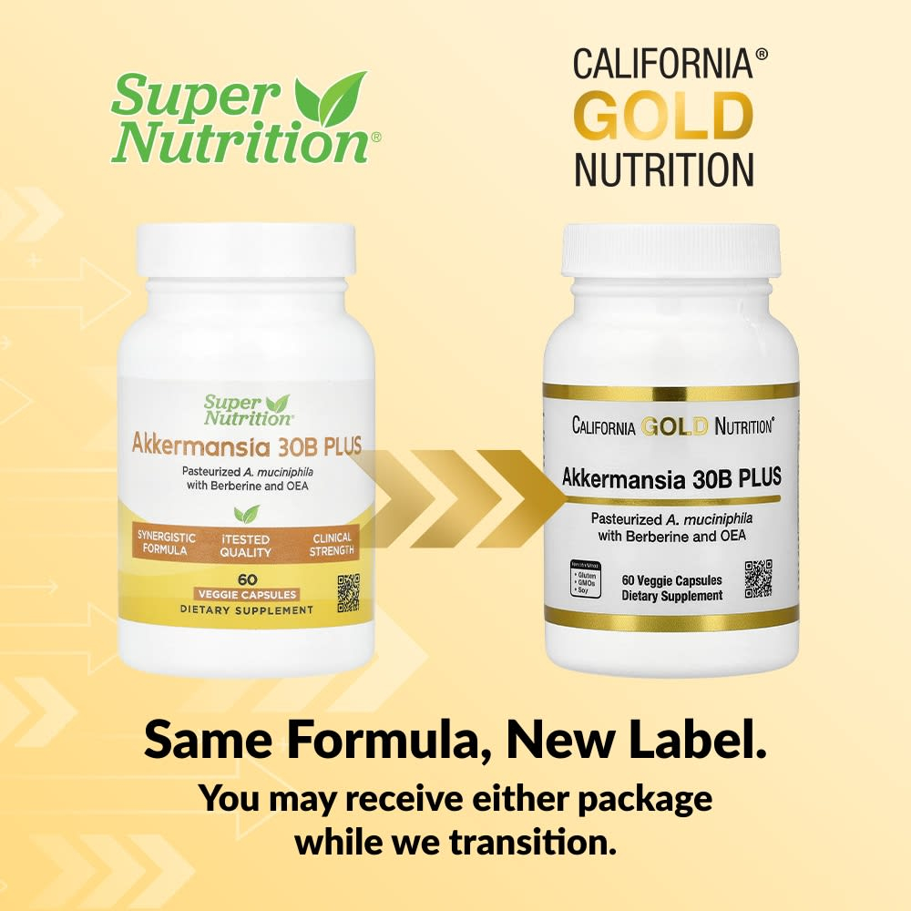 California Gold Nutrition, Akkermansia 30B PLUS, аккермансия с фосфолипидной матрицей с берберином и олеилэтаноламином, 60 растительных капсул