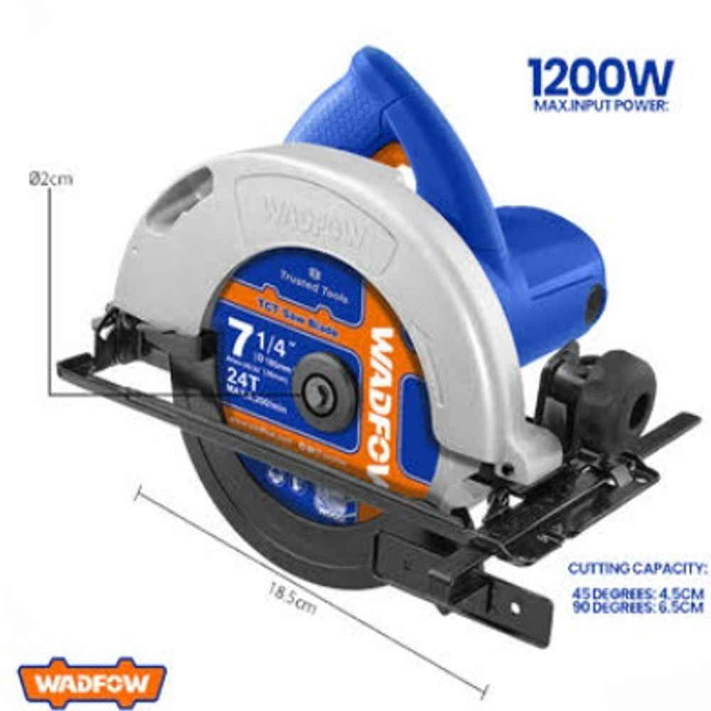 Циркулярная пила WADFOW WCW1512001 1,2кВт 185х20 мм