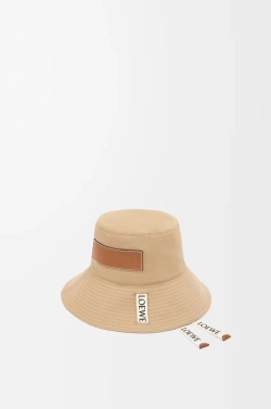 Loewe Шляпа из джинсовой и телячьей кожи, песочный
