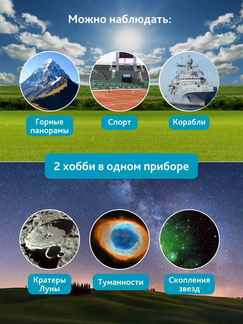 Бинокль Levenhuk Bruno PLUS 25x70 с видами наблюдаемого через него