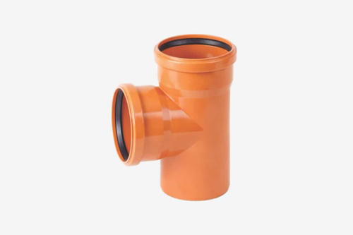 Тройник НПВХ (ПВХ) безнапорный 90° равнопроходной для наружной канализации с раструбом, цвет коричневый, ХЕМКОР (Россия)
