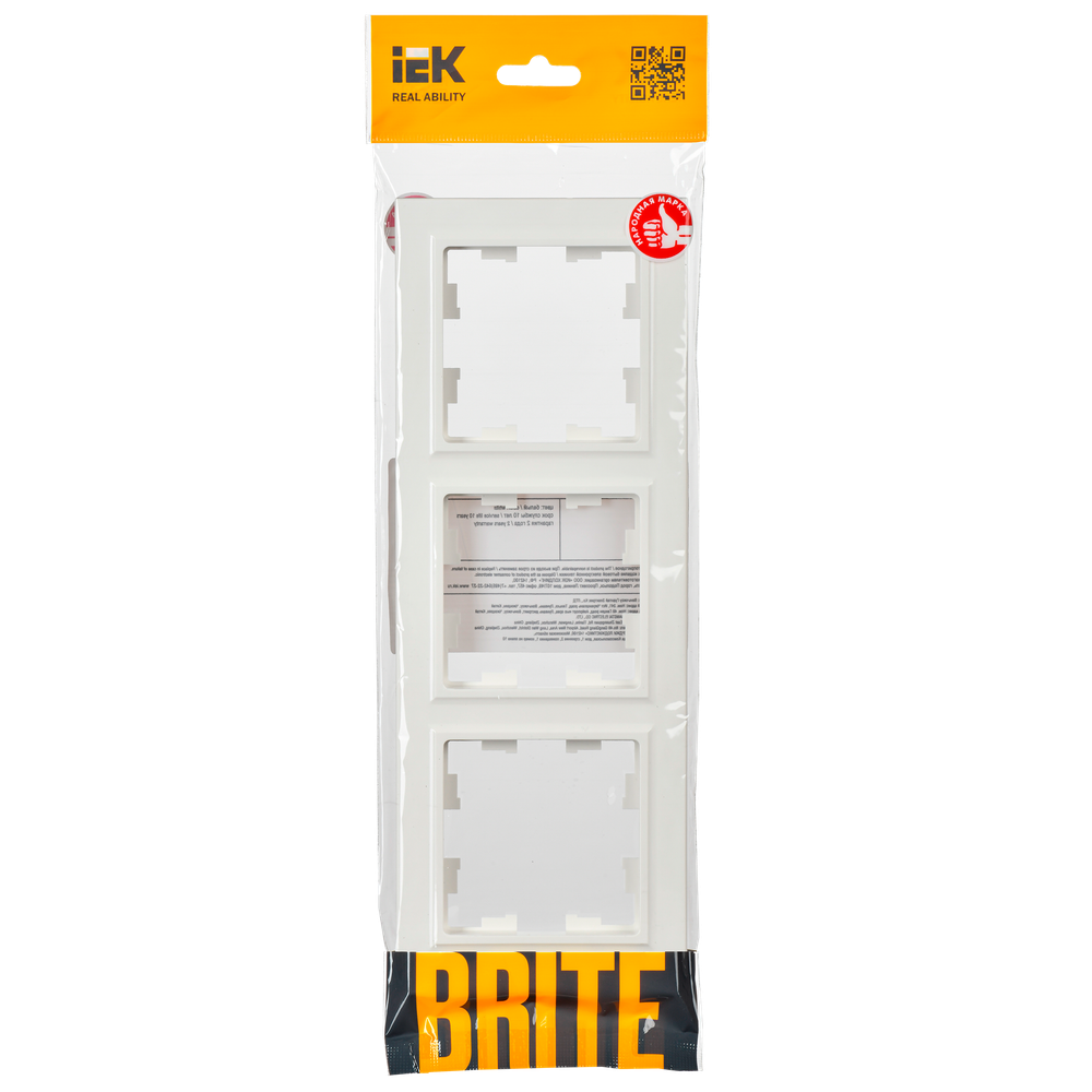 BRITE Рамка 3-местная РУ-3-БрБ белый IEK
