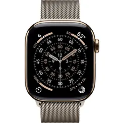 Часы Apple Watch Series 11, 42 мм, титан золотого цвета, миланский сетчатый браслет