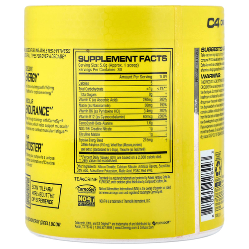 C4 / Cellucor, C4® Original, предтренировочный комплекс, со вкусом арбуза, 168 г (5,9 унции)