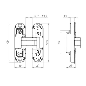 Петля скрытой установки ARMADILLO U3D2002.TG (AGB Eclipse 2.2) BL черный /61221/ (1шт)
