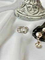 Кольцо несмыкаемое с двумя прозрачными кристаллами Swarovski, Турция