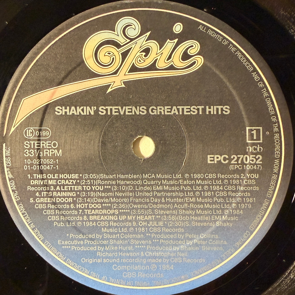 Shakin' Stevens – Greatest Hits Vol. 1 (Голландия 1984г.) Т