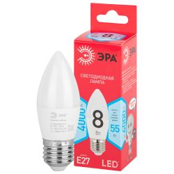 Лампа светодиодная ЭРА RED LINE LED B35-8W-840-E27 R 8Вт свеча нейтральный белый свет Е27 | Лампы cветодиодные Свеча (B/C)