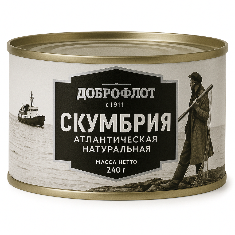 Скумбрия натуральная в масле Доброфлот 240 гр