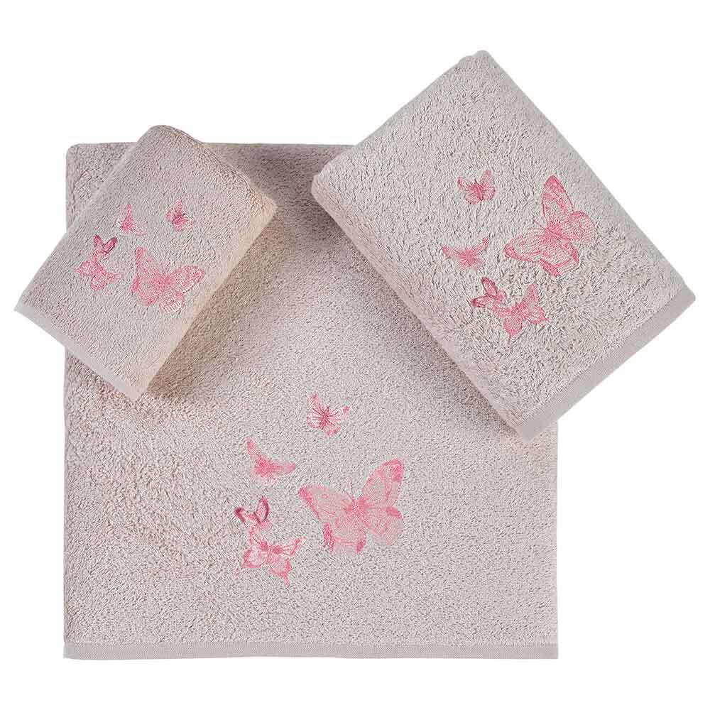 Набор полотенец 3шт Arya home Bamboo Papillon бежевый