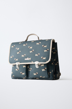 ZARA РЮКЗАК-ПОРТФЕЛЬ С ПРИНТОМ СОБАЧЕК, СИНИЙ