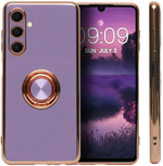 Стильный глянцевый чехол для SAMSUNG A16 с кольцом-подставкой и бархатной подкладкой