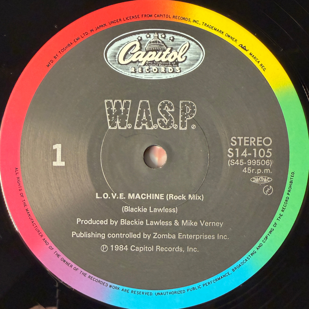 W.A.S.P. ‎– L.O.V.E. Machine (Япония 1984г.) 12", 45 RPM