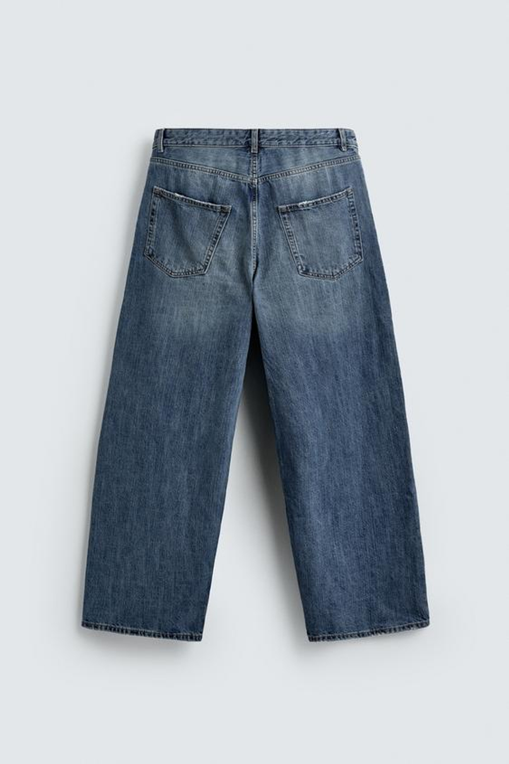 ZARA ДЖИНСЫ BAGGY FIT С РАЗРЕЗАМИ, ВЫЦВЕТШИЙ СИНИЙ