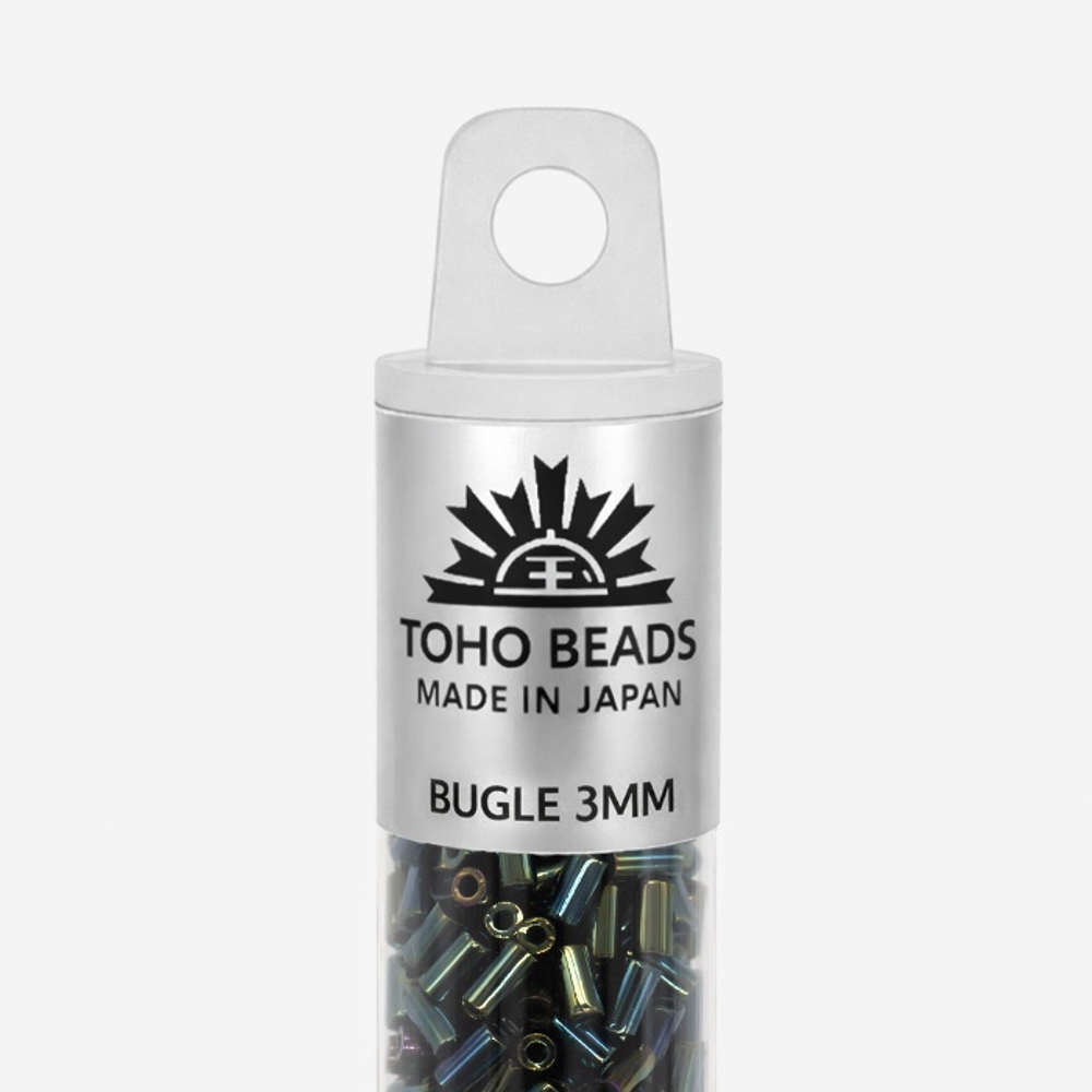 Японский бисер TOHO Bugle (стеклярус) 3mm (№84), металлизированный, непрозрачный глянцевый