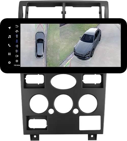 Магнитола для Ford Mondeo 3 2000-2006 (кондиционер) - Teyes LUX ONE 360 монитор 12.3" 2K QLED на Android 10, Быстрая, CarPlay, 4G SIM-слот, 4 камеры в комплекте